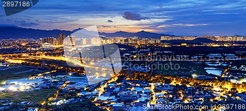 Image of Urban downtown at sunset moment, Hong Kong