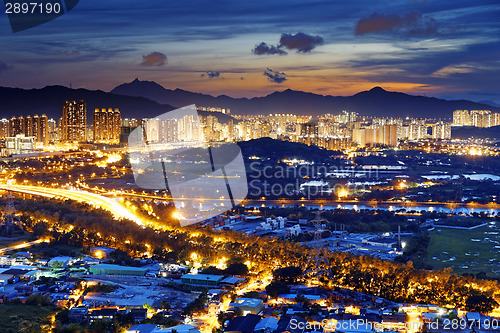 Image of Urban downtown at sunset moment, Hong Kong