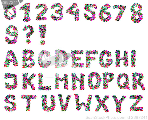 Image of alphabet from plastic caps  