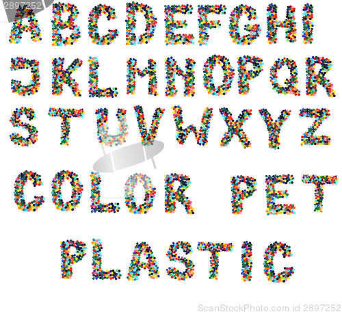 Image of alphabet from plastic caps  