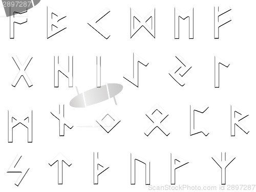 Image of embossed runes illustration on white
