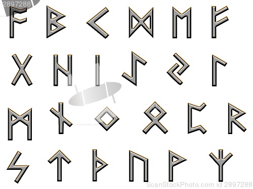 Image of metallic runes illustration on white