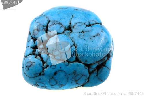 Image of blue turquoise mineral isolated 