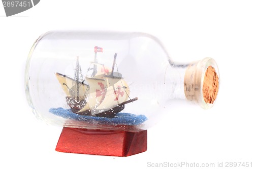 Image of ship in the glass isolated