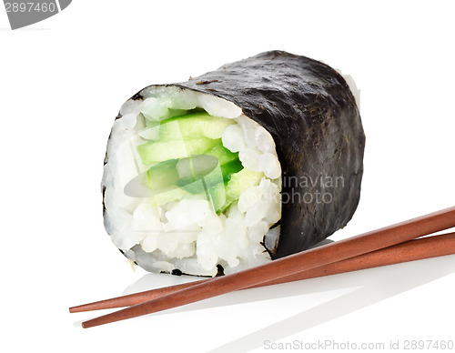 Image of Sushi with chopsticks