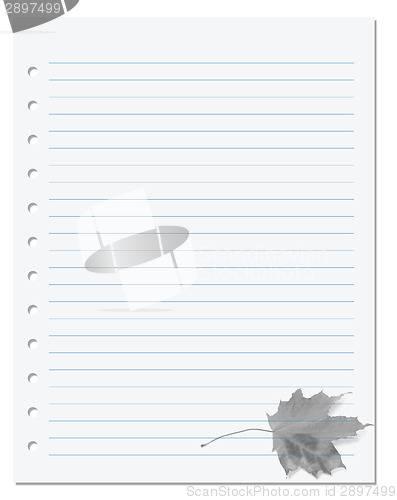 Image of Notebook paper with maple-leaf at background