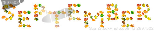 Image of S E P T E M B E R text composed of autumn maple leafs