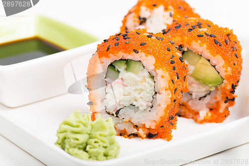 Image of Maki sushi rolls on the plate