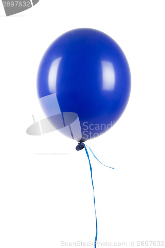 Image of Single blue balloon isolated on white