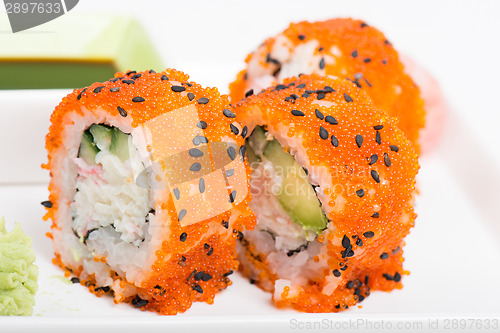 Image of Sushi rolls with tobico
