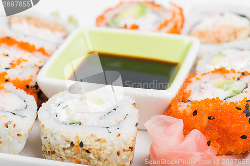 Image of Soy sauce and sushi mix