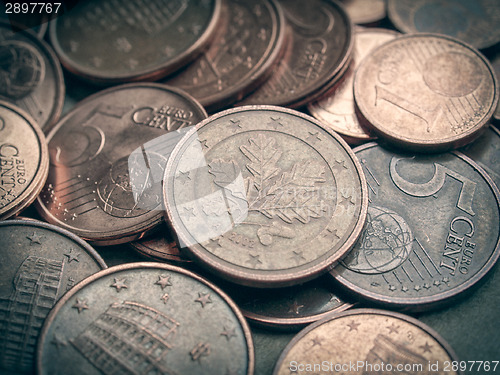 Image of Retro look Euro coins background