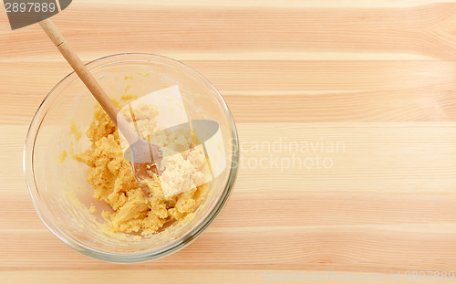 Image of Bowl of cookie dough on a table