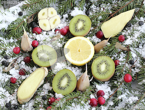 Image of Fruit on snow
