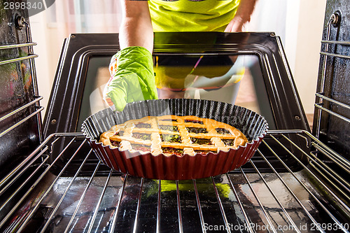 Image of Cooking in the oven at home.