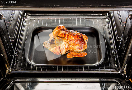 Image of Roast chicken in the oven.