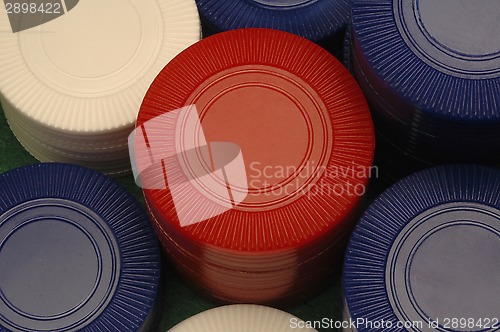 Image of Close-up of plastic gambling chips