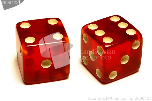 Image of Red dice on a white surface