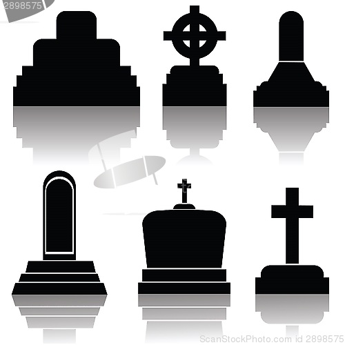 Image of set of gravestone silhouettes