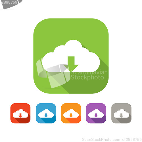 Image of Color set of flat cloud upload icon