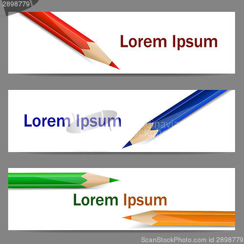 Image of Set of banners with color pencils