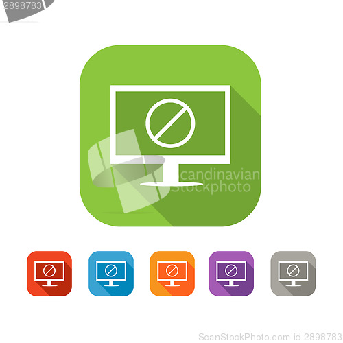 Image of Computer with deny sign flat icon
