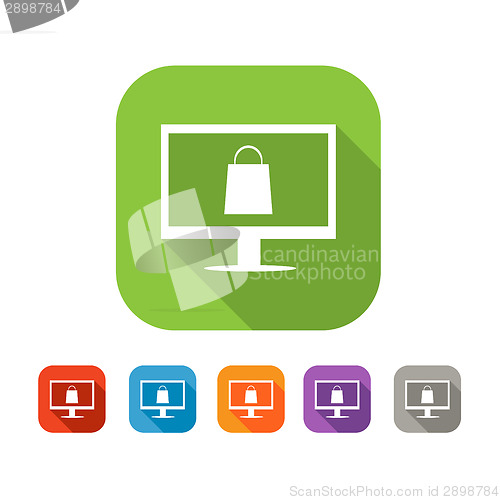 Image of Color set of flat online shopping icon