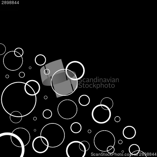 Image of Abstract background with white circles on black