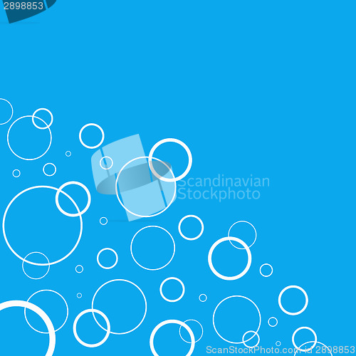 Image of Abstract background with white circles on blue