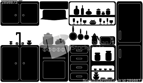 Image of Kitchen in black-and-white