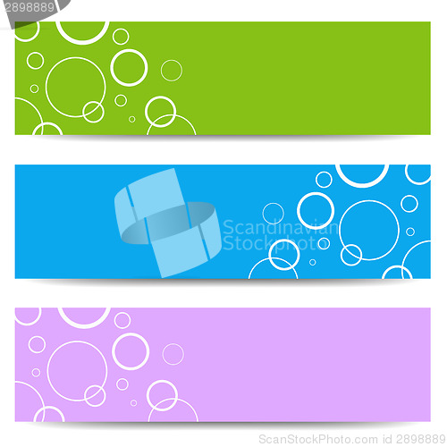 Image of Set of color banners with white circles