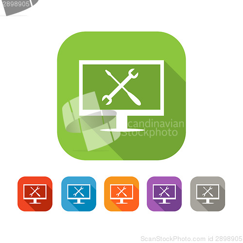 Image of Color set of flat computer repair icon