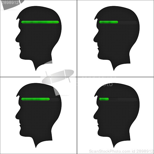 Image of Set of heads with loading symbol.