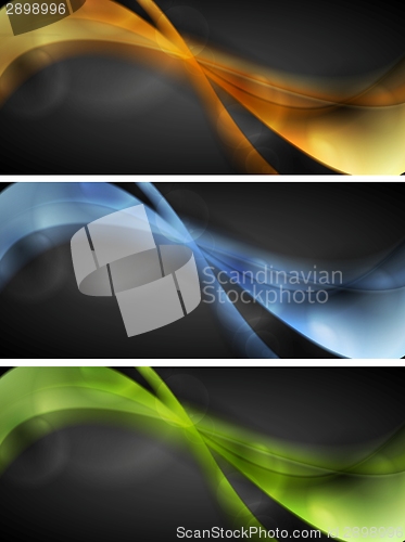 Image of Bright glowing wavy banners