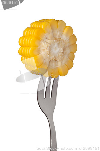 Image of Sweet corn held by a fork