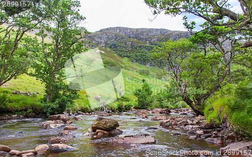 Image of Landscape with waterfall in the mountains