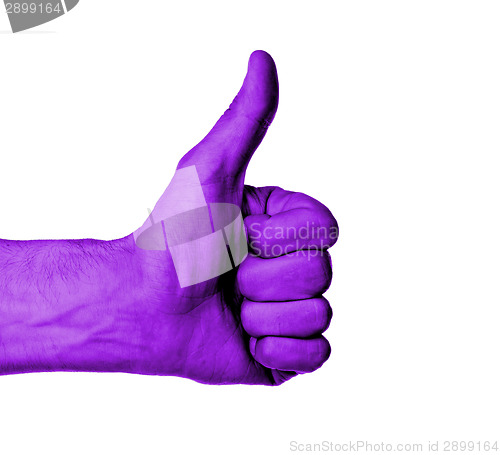 Image of Closeup of male hand showing thumbs up sign