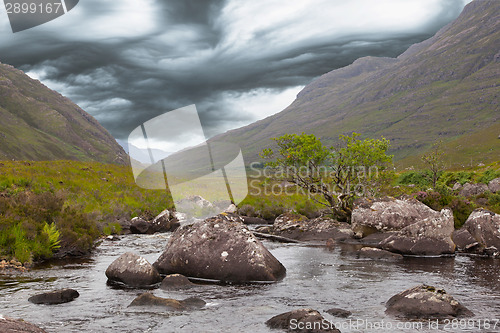 Image of Landscape with waterfall in the mountains