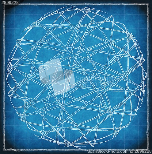 Image of Abstract sphere on blue vintage background