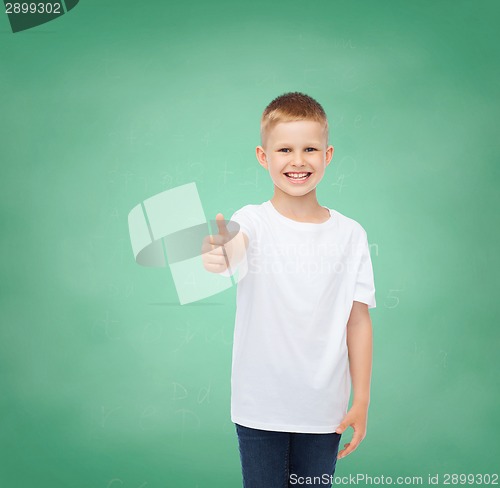 Image of little boy in white t-shirt