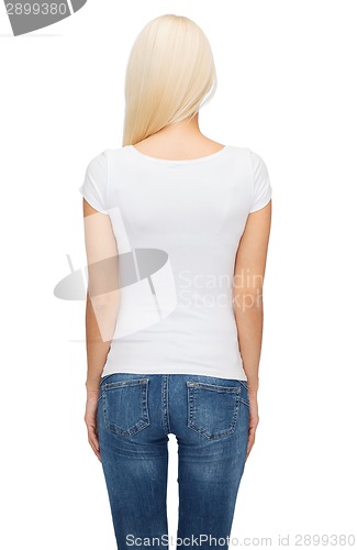Image of young woman in blank white t-shirt
