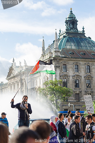 Image of Palestinian demonstration in the center of the European Union