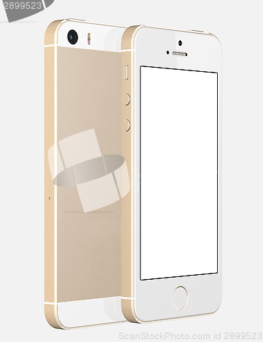 Image of Gold Smartphone with blank screen on white background