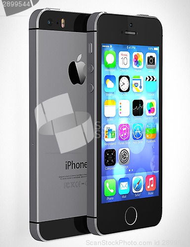 Image of iPhone 5s showing the home screen with iOS7