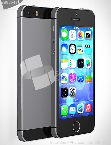 Image of Apple iPhone 5s showing the home screen with iOS7