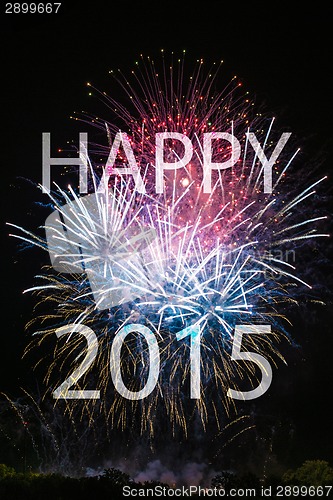 Image of Happy New Year 2015 with fireworks