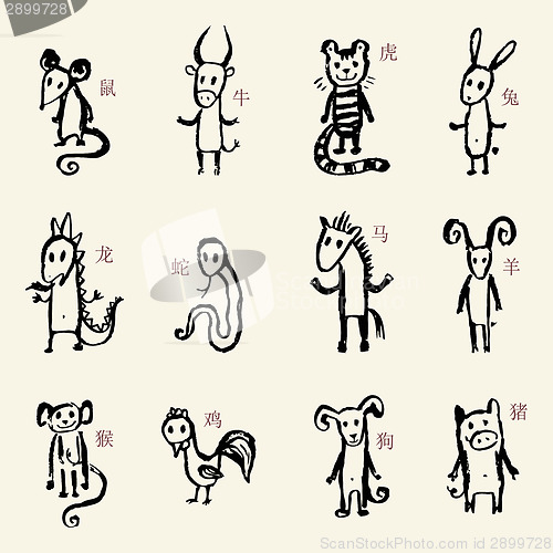Image of Chinese Zodiac. 12 Animal astrological sign.