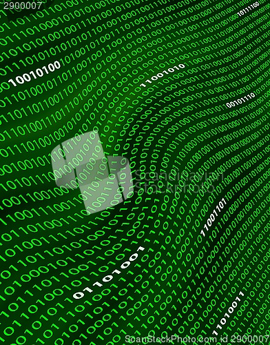 Image of A distorted field of green binary code.