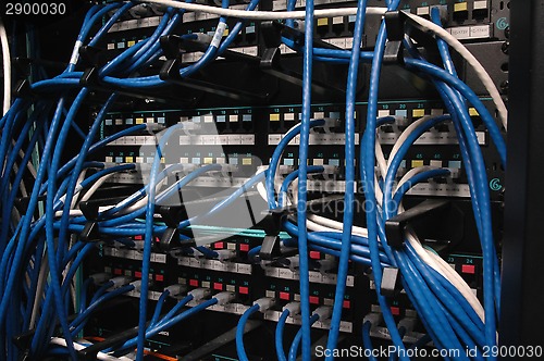 Image of Wires connecting network servers, telephones