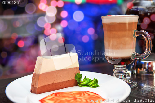 Image of tasty cake with coffee cup